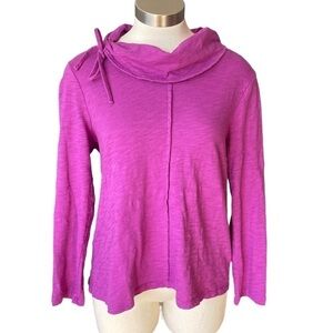 Habitat Top Cowl Neck 3/4 Sleeve Medium Pink Fuchsia Jersey Knit Sz. S
